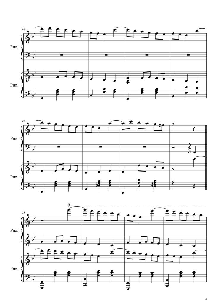 Page 3 of the piano sheet music PDF - We Wish You  A Merry Christmas Sheet Piano by Hazel Nguyen