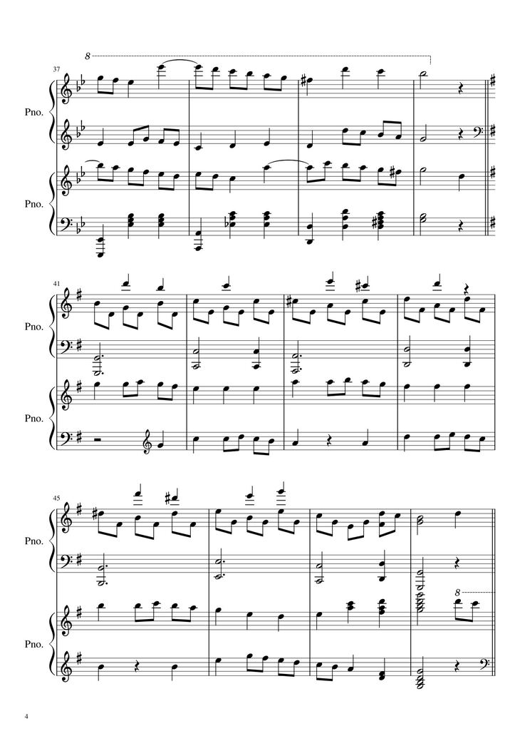 Page 4 of the piano sheet music PDF - We Wish You  A Merry Christmas Sheet Piano by Hazel Nguyen
