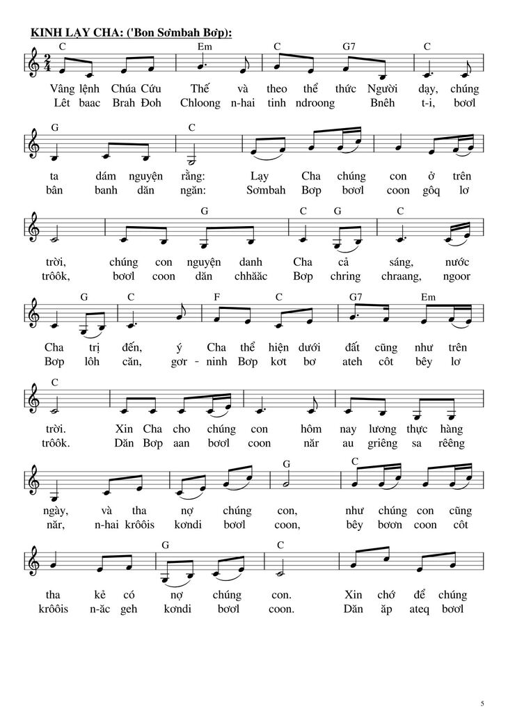 Page 5 of the piano sheet music PDF - Bộ Lễ Tây Nguyên by Hải Nguyễn