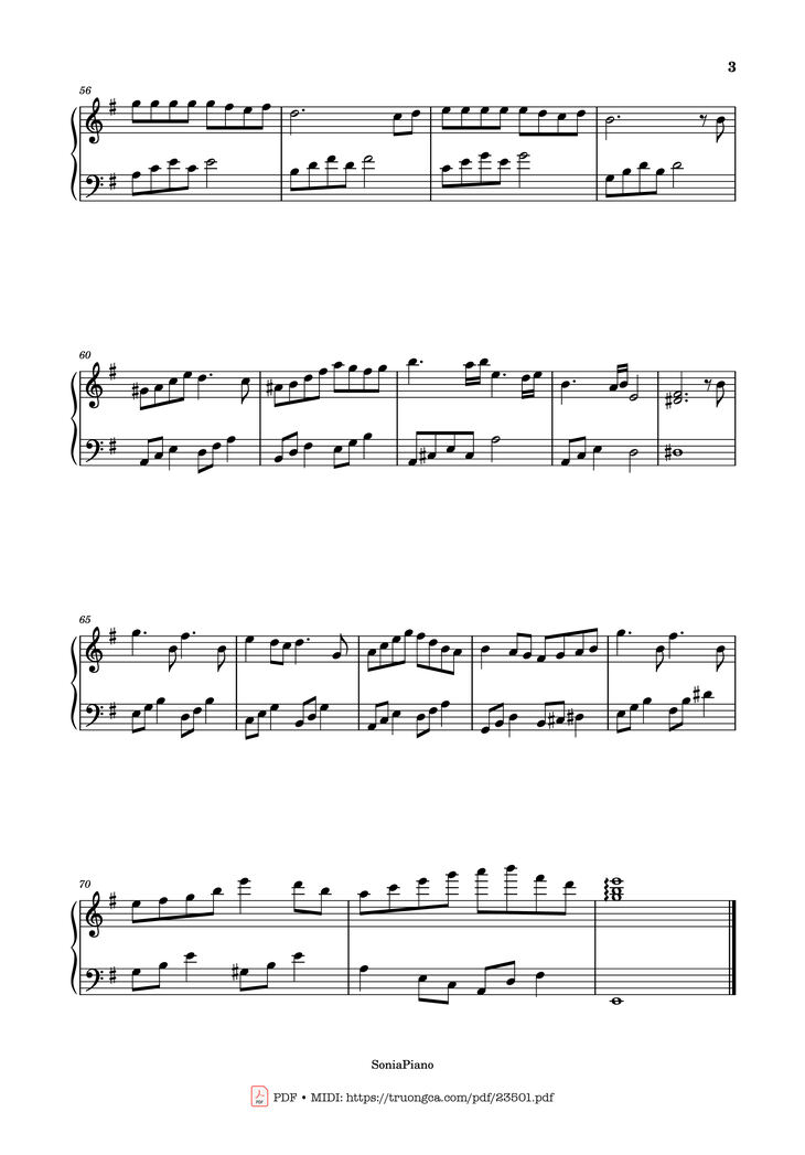 Page 3 of the piano sheet music PDF Piano - A Town With An Ocean View Piano (Easy) by Joe Hisaishi