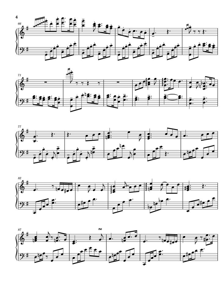 Page 4 of the piano sheet music PDF - A town with an ocean view - Joe Hisaishi Sheet Piano by Joe Hisaishi