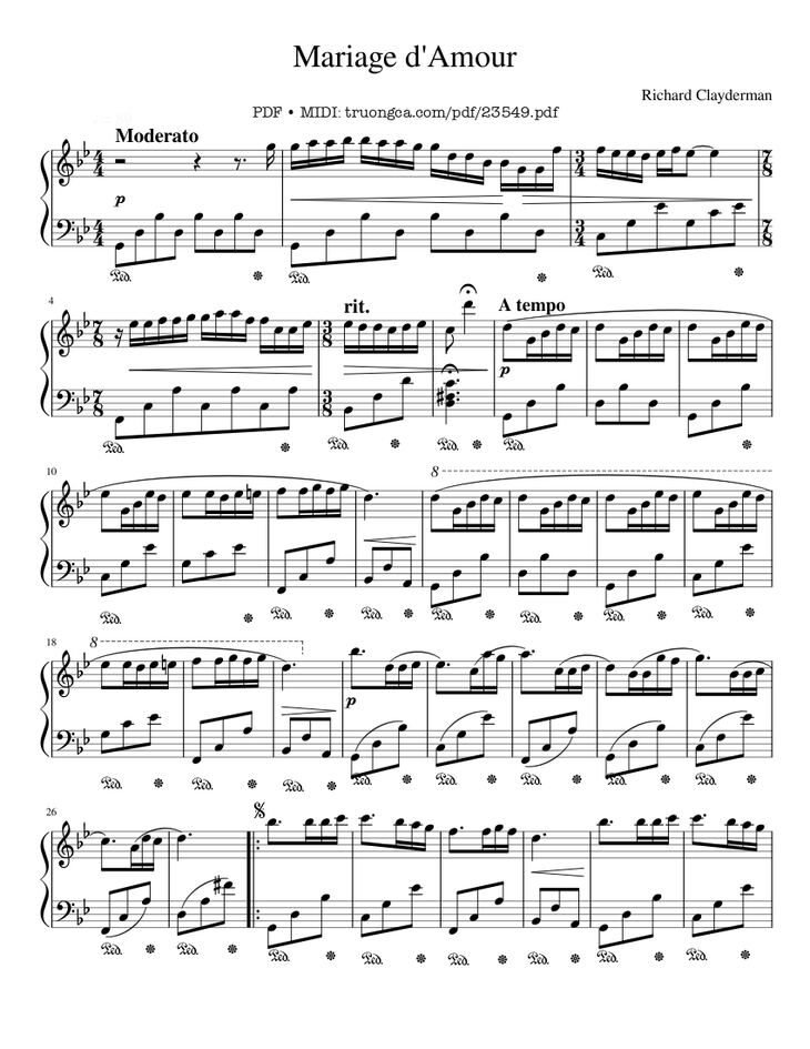 Page 1 of the piano sheet music PDF - Mariage d