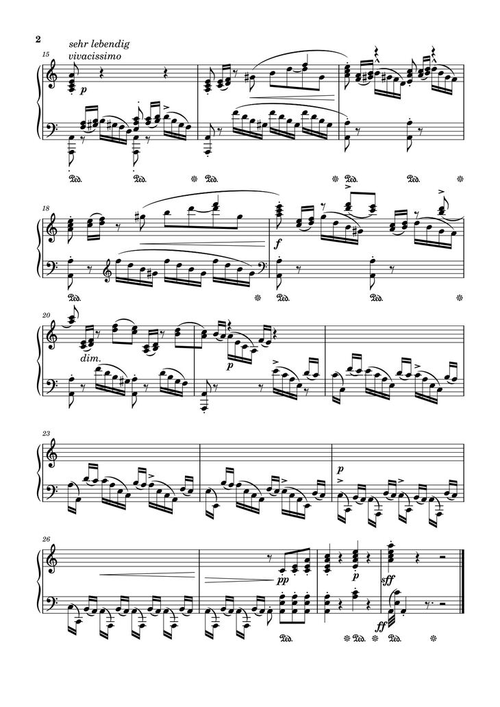 Page 2 of the piano sheet music PDF - Prélude No. 2 in A Minor Sheet Piano by Stephen Heller