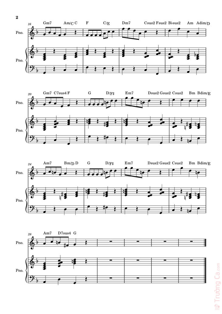 Page 2 of the piano sheet music PDF - Đi về nhà Sheet Piano by SummitMusical