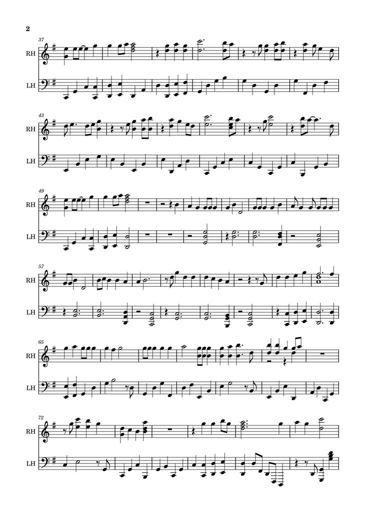 Page 2 of the piano sheet music PDF Piano - Number One Girl Sheet Piano by Rosé