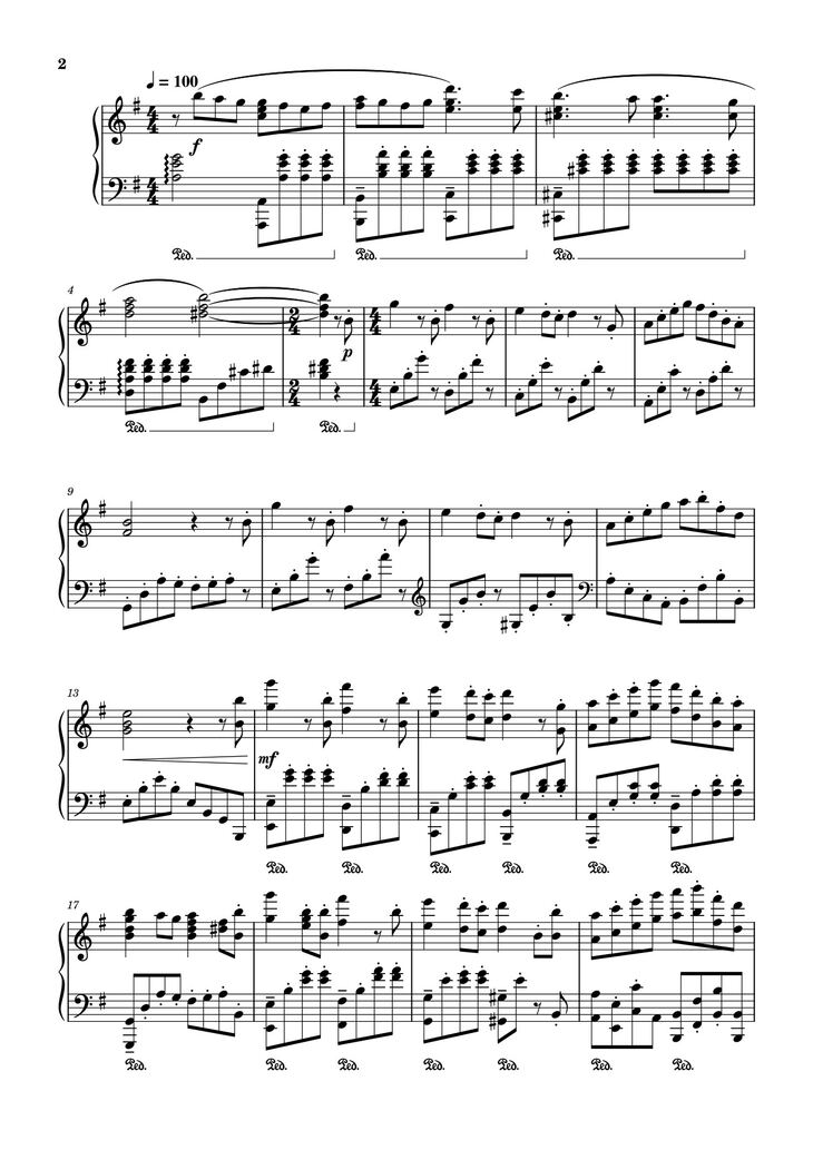 Page 2 of the piano sheet music PDF - Kiki