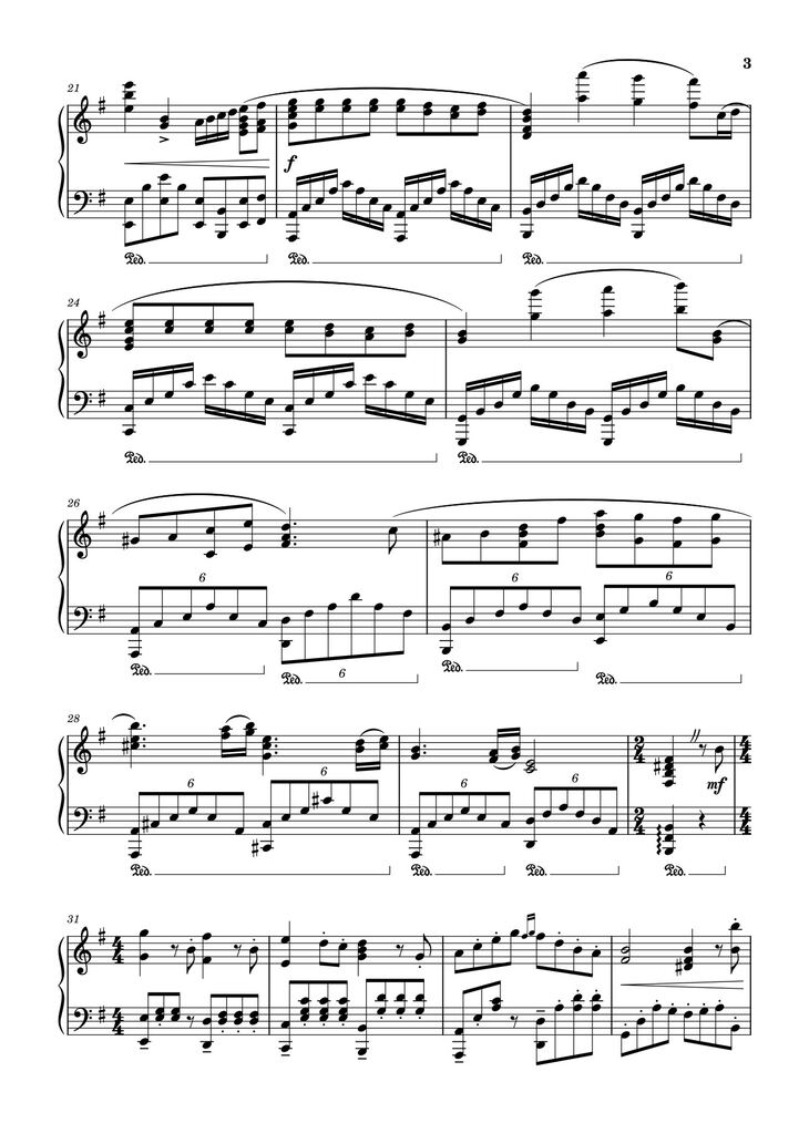 Page 3 of the piano sheet music PDF - Kiki