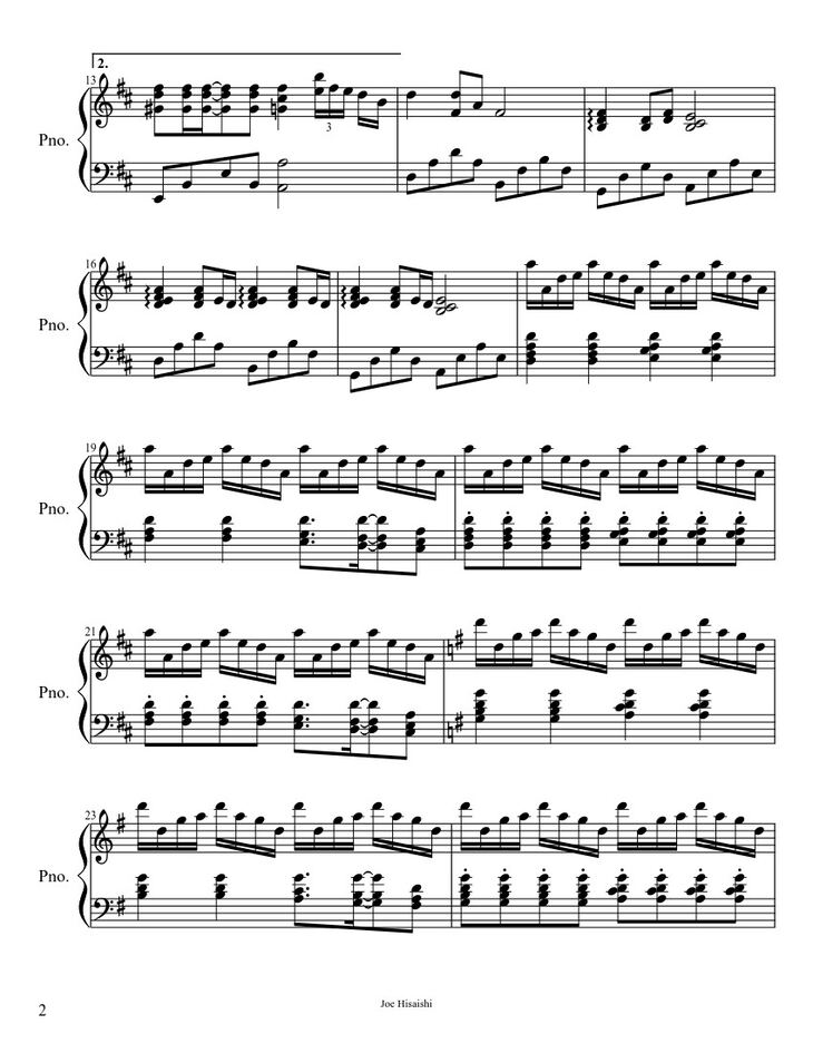Page 2 of the piano sheet music PDF - Summer (Joe Hisaishi) Sheet Piano by Joe Hisaishi
