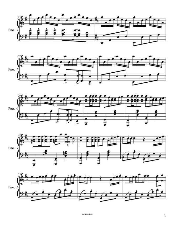 Page 3 of the piano sheet music PDF - Summer (Joe Hisaishi) Sheet Piano by Joe Hisaishi