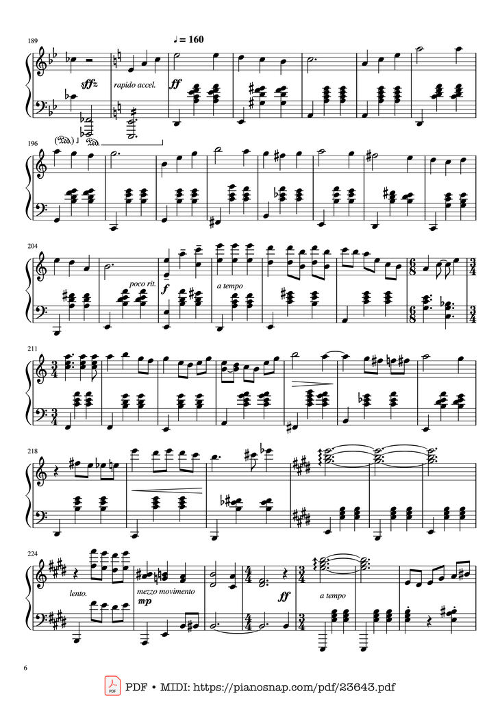 Page 6 of the piano sheet music PDF - Merry-Go-Round Of Life Sheet Piano by Joe Hisaishi