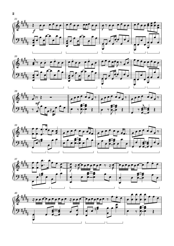 Page 2 of the piano sheet music PDF - Seven - BTS Jungkook ft. Latto Sheet Piano by Jung Kook