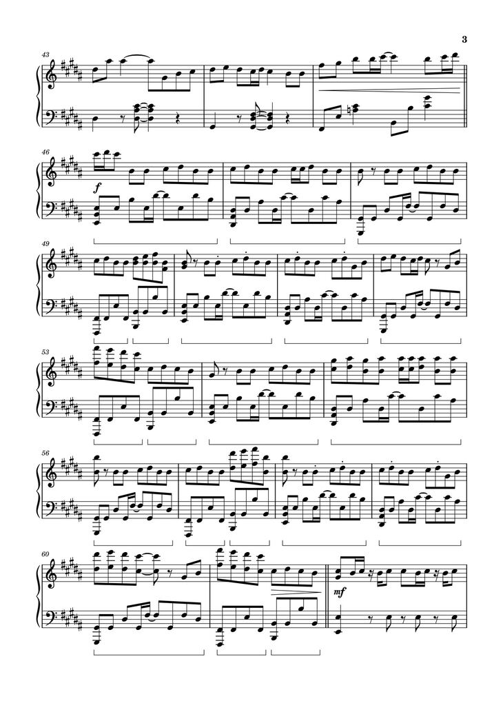 Page 3 of the piano sheet music PDF - Seven - BTS Jungkook ft. Latto Sheet Piano by Jung Kook