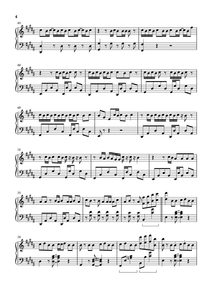 Page 4 of the piano sheet music PDF - Seven - BTS Jungkook ft. Latto Sheet Piano by Jung Kook