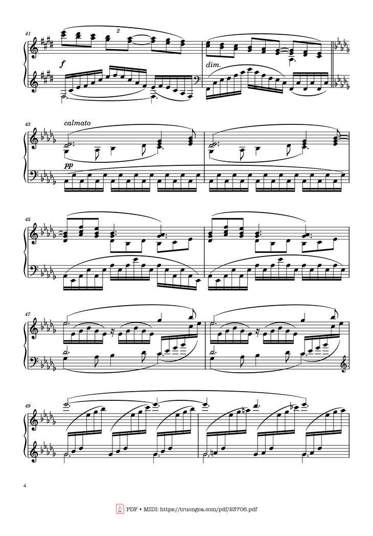 Page 4 of the piano sheet music PDF - Clair de Lune Sheet Piano by Claude Debussy