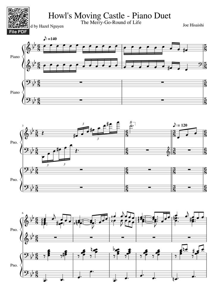 Page 1 of the piano sheet music PDF - Howl