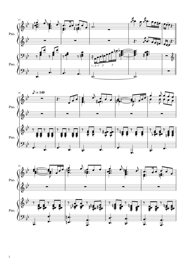Page 2 of the piano sheet music PDF - Howl