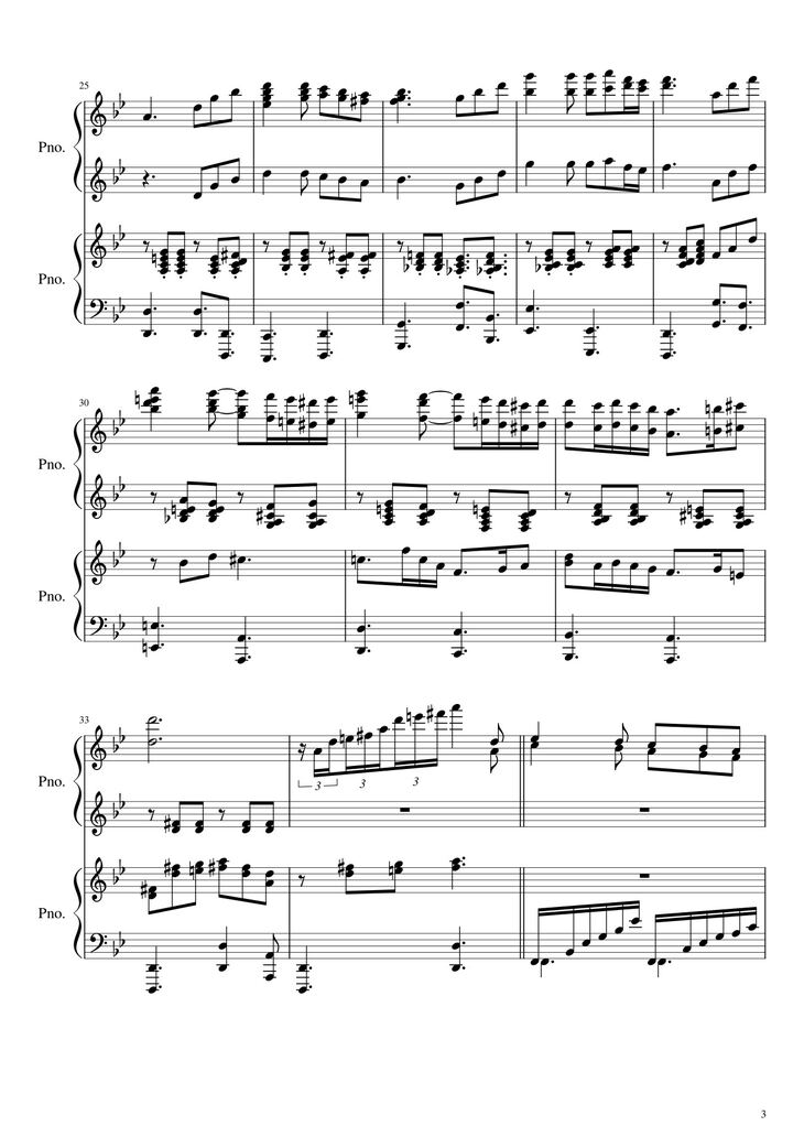 Page 3 of the piano sheet music PDF - Howl