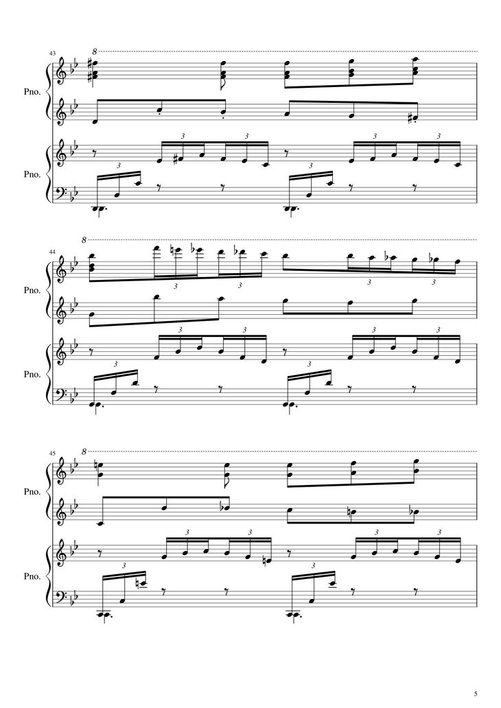 Page 5 of the piano sheet music PDF - Howl