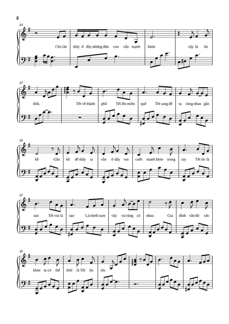 Page 2 of the piano sheet music PDF - TẾT ỔN RỒI Sheet Piano by  Bùi Công Nam