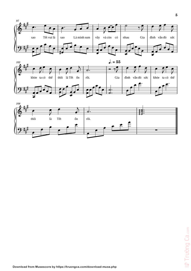 Page 5 of the piano sheet music PDF - TẾT ỔN RỒI Sheet Piano by  Bùi Công Nam