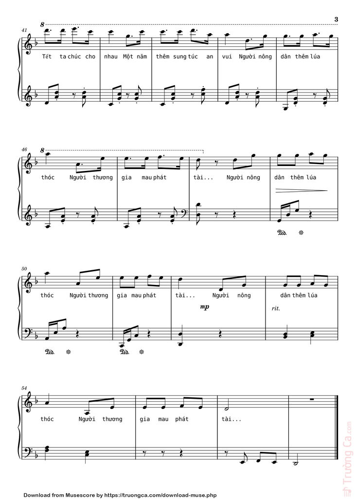 Page 3 of the piano sheet music PDF - Ngày Tết quê em Sheet Piano by Ngo_Duong_Hoang_An