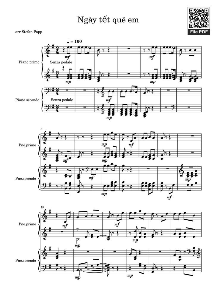 Page 1 of the piano sheet music PDF - Ngày tết quê em Sheet 2 Piano by Từ Huy