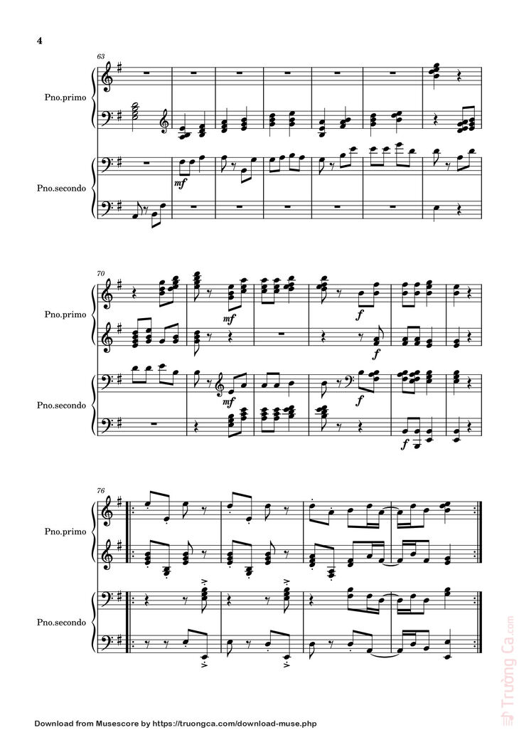 Page 4 of the piano sheet music PDF - Ngày tết quê em Sheet 2 Piano by Từ Huy