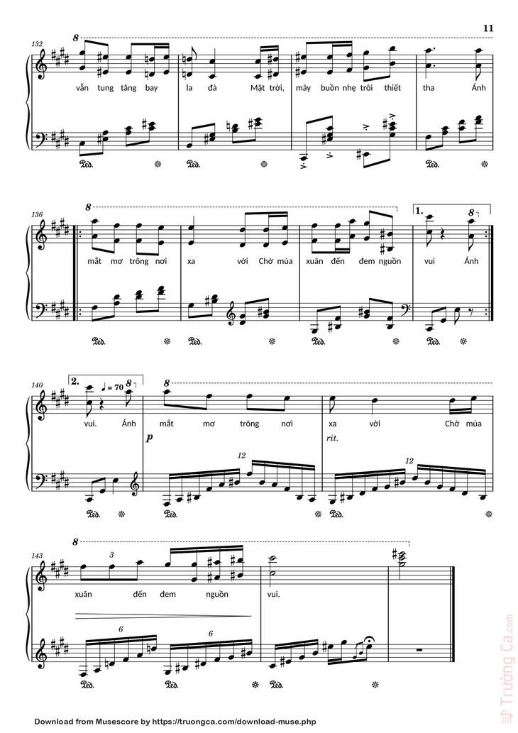 Page 11 of the piano sheet music PDF - Điệp khúc mùa xuân Sheet Piano (C♯m) by Quốc Dũng