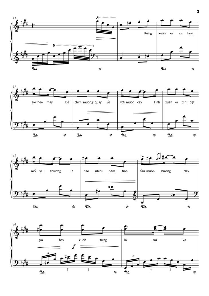 Page 3 of the piano sheet music PDF - Điệp khúc mùa xuân Sheet Piano (C♯m) by Quốc Dũng