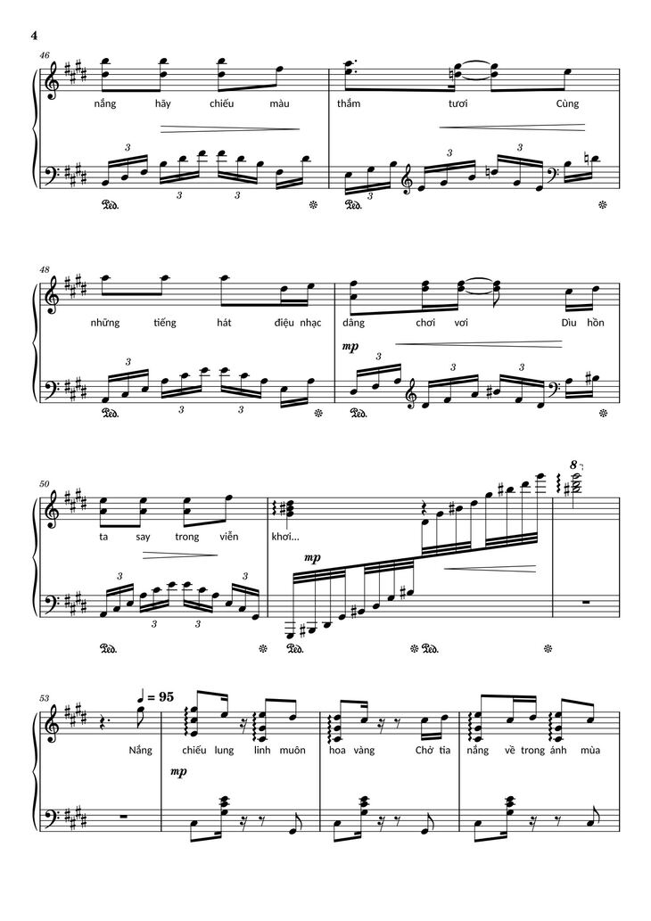 Page 4 of the piano sheet music PDF - Điệp khúc mùa xuân Sheet Piano (C♯m) by Quốc Dũng