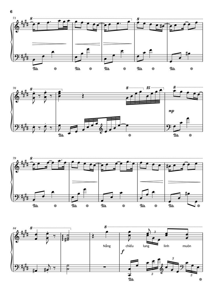 Page 6 of the piano sheet music PDF - Điệp khúc mùa xuân Sheet Piano (C♯m) by Quốc Dũng
