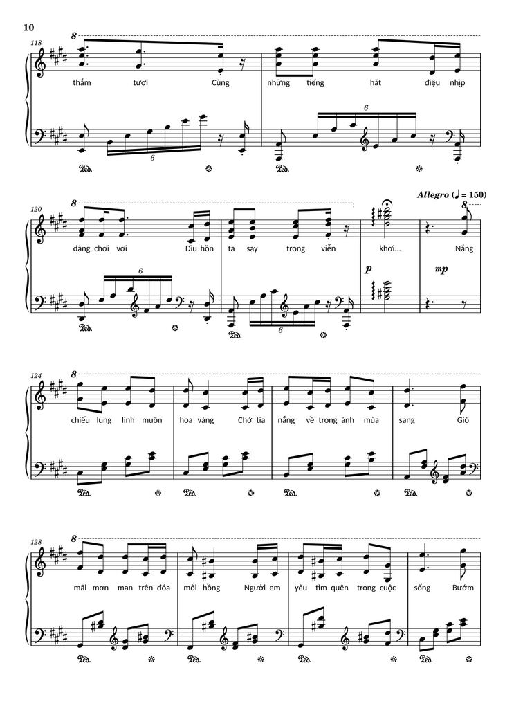 Page 10 of the piano sheet music PDF - Điệp khúc mùa xuân Sheet Piano (C♯m) by Quốc Dũng