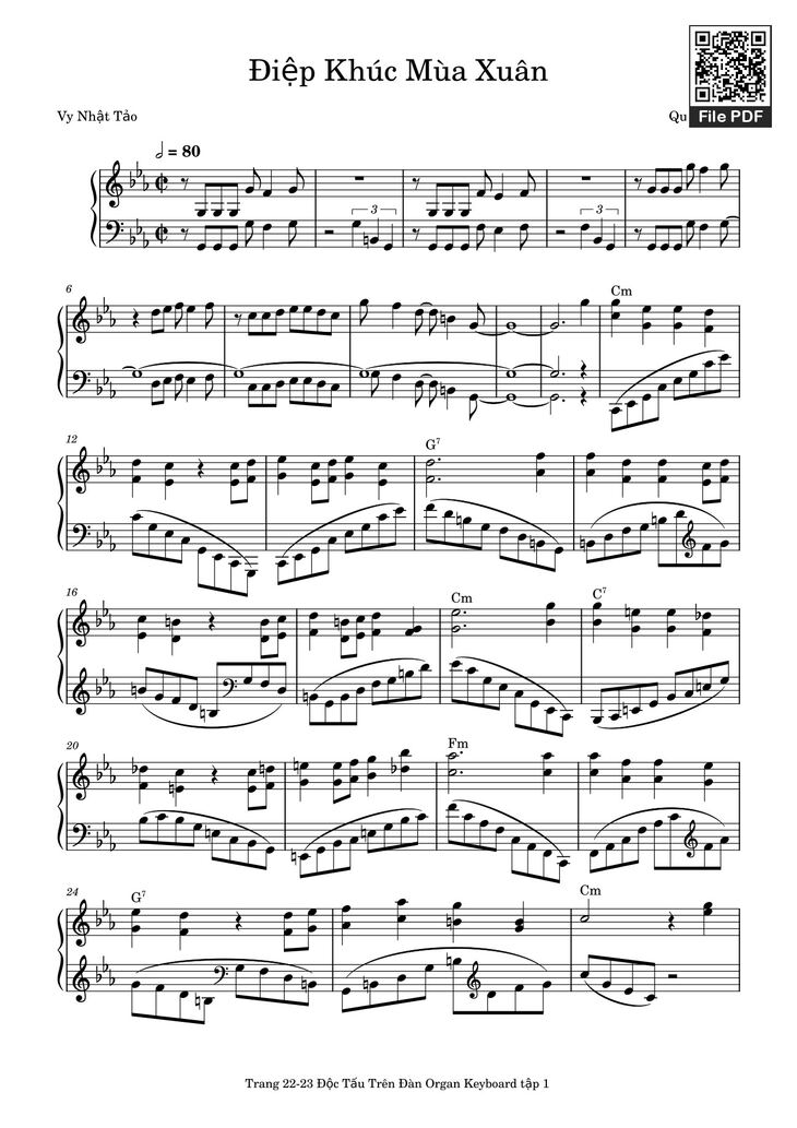 Page 1 of the piano sheet music PDF - Điệp Khúc Mùa Xuân Sheet Piano (Cm) by Quốc Dũng
