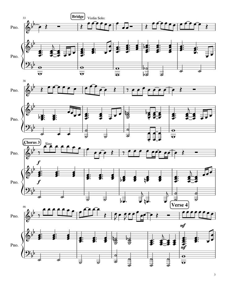 Page 3 of the piano sheet music PDF - Make You Feel My Love Sheet Piano by Spencercook