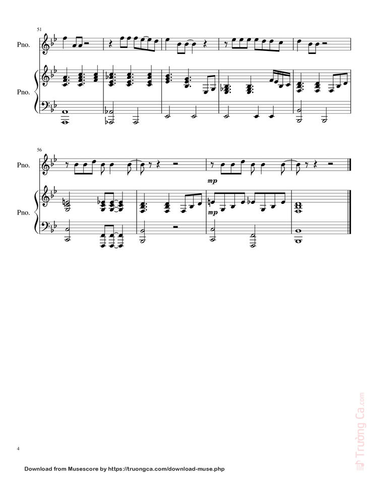 Page 4 of the piano sheet music PDF - Make You Feel My Love Sheet Piano by Spencercook