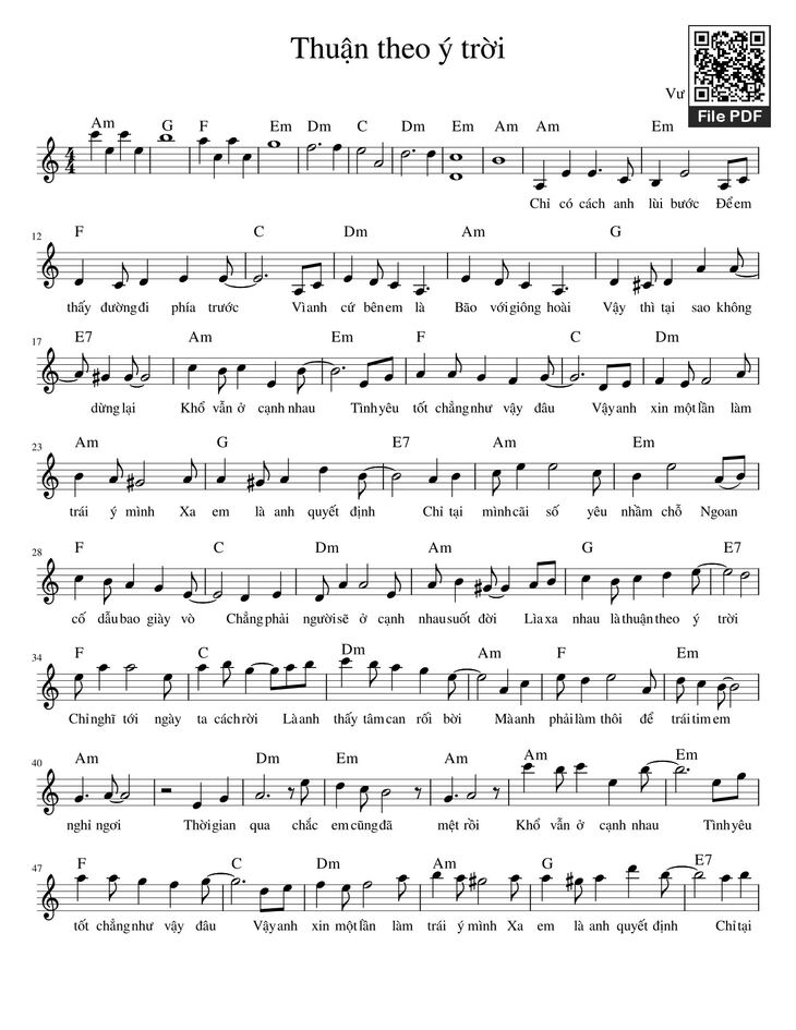 Page 1 of the piano sheet music PDF - Thuận theo ý trời by Nov103