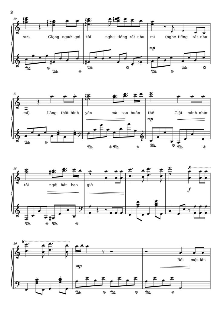 Page 2 of the piano sheet music PDF - Bên đời hiu quạnh Sheet Piano by Trịnh Công Sơn