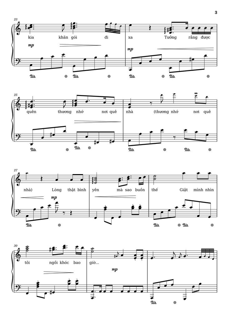 Page 3 of the piano sheet music PDF - Bên đời hiu quạnh Sheet Piano by Trịnh Công Sơn