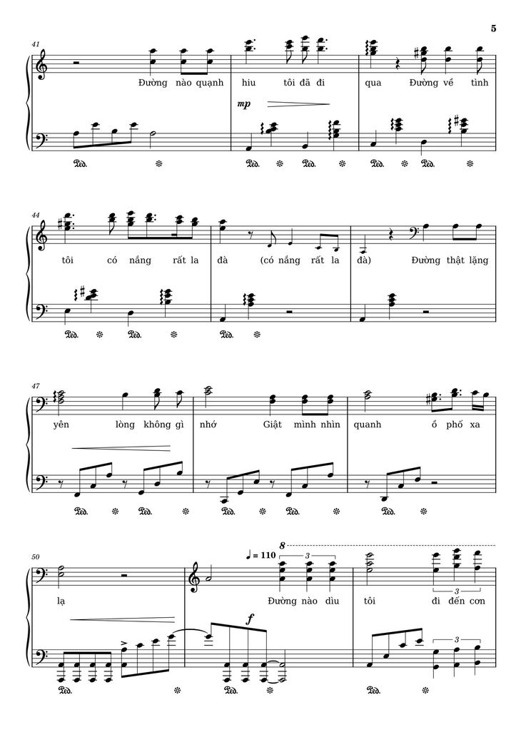 Page 5 of the piano sheet music PDF - Bên đời hiu quạnh Sheet Piano by Trịnh Công Sơn