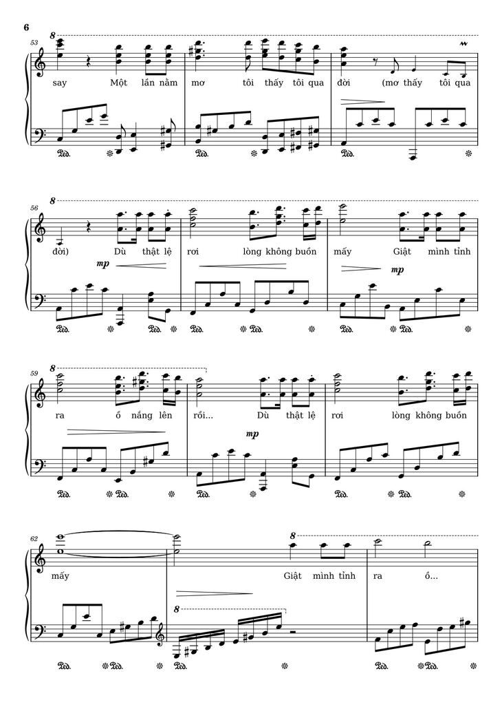 Page 6 of the piano sheet music PDF - Bên đời hiu quạnh Sheet Piano by Trịnh Công Sơn