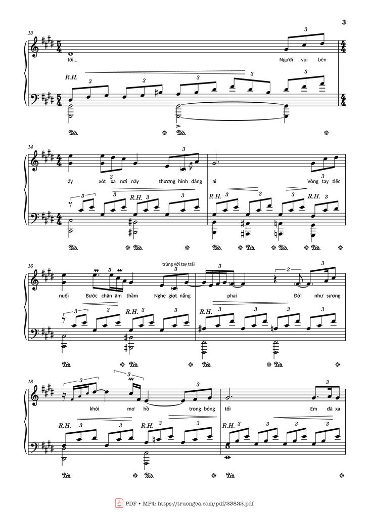 Page 3 of the piano sheet music PDF - Riêng một góc trời Sheet Piano by Ngô Thụy Miên