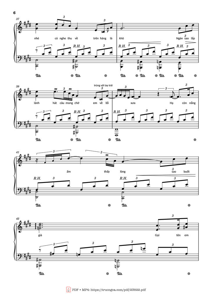 Page 6 of the piano sheet music PDF - Riêng một góc trời Sheet Piano by Ngô Thụy Miên