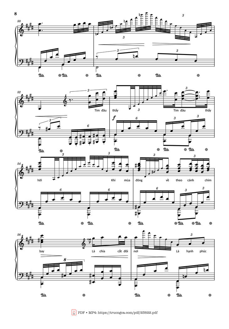 Page 8 of the piano sheet music PDF - Riêng một góc trời Sheet Piano by Ngô Thụy Miên