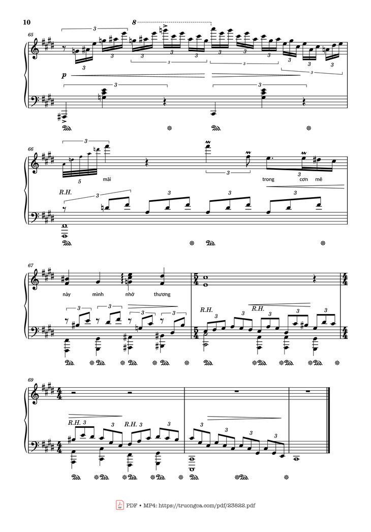 Page 10 of the piano sheet music PDF - Riêng một góc trời Sheet Piano by Ngô Thụy Miên
