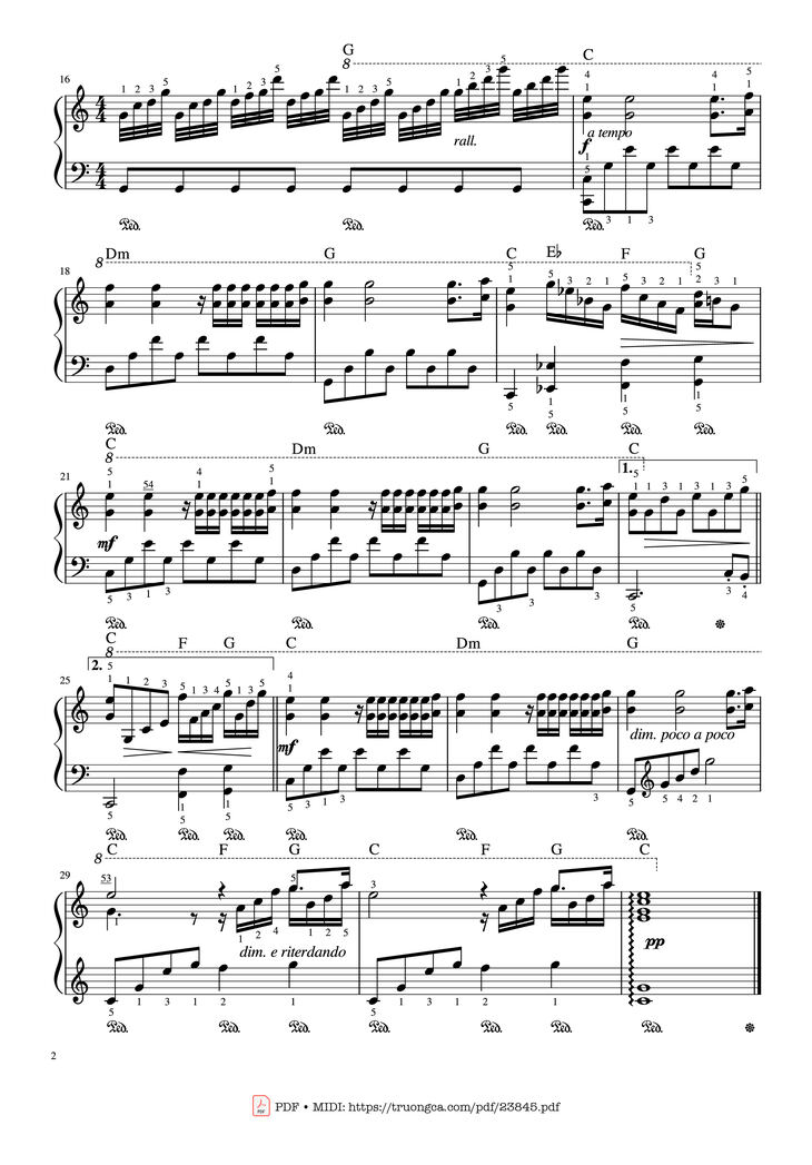 Page 2 of the piano sheet music PDF - Ballade pour Adeline Sheet Piano by Paul de Senneville