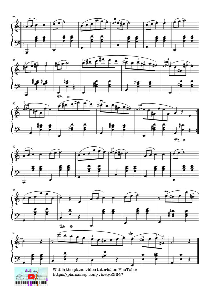 Page 2 of the piano sheet music PDF Piano - Waltz in A Minor (Chopin) Piano EASY by DimitrisG1