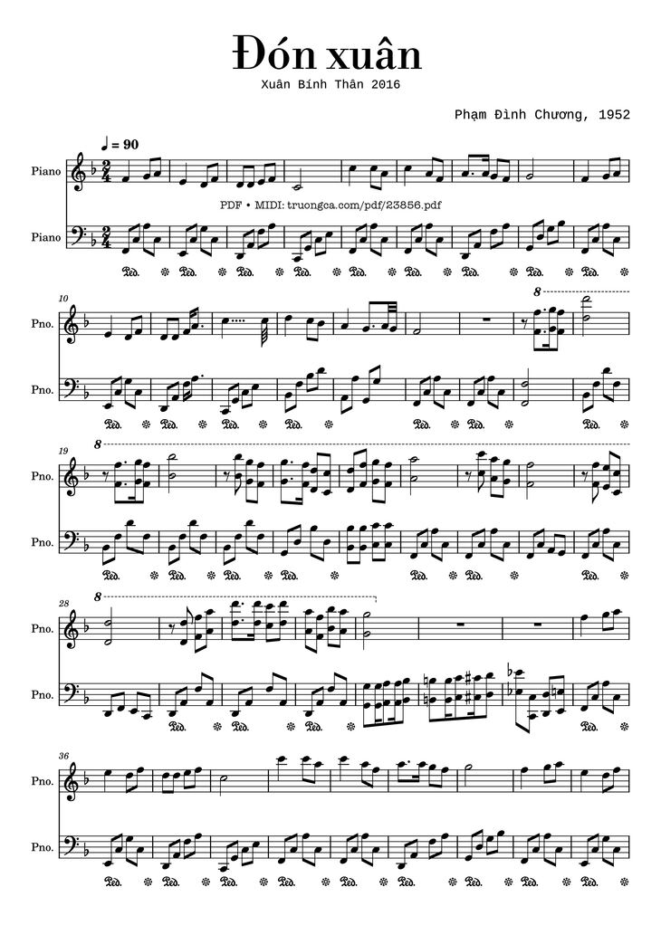 Page 1 of the piano sheet music PDF - Đón xuân Sheet Piano by Phạm Đình Chương
