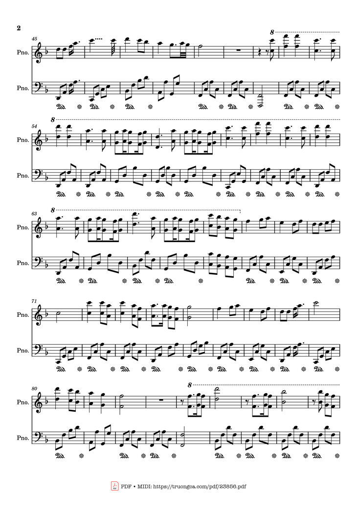 Page 2 of the piano sheet music PDF - Đón xuân Sheet Piano by Phạm Đình Chương
