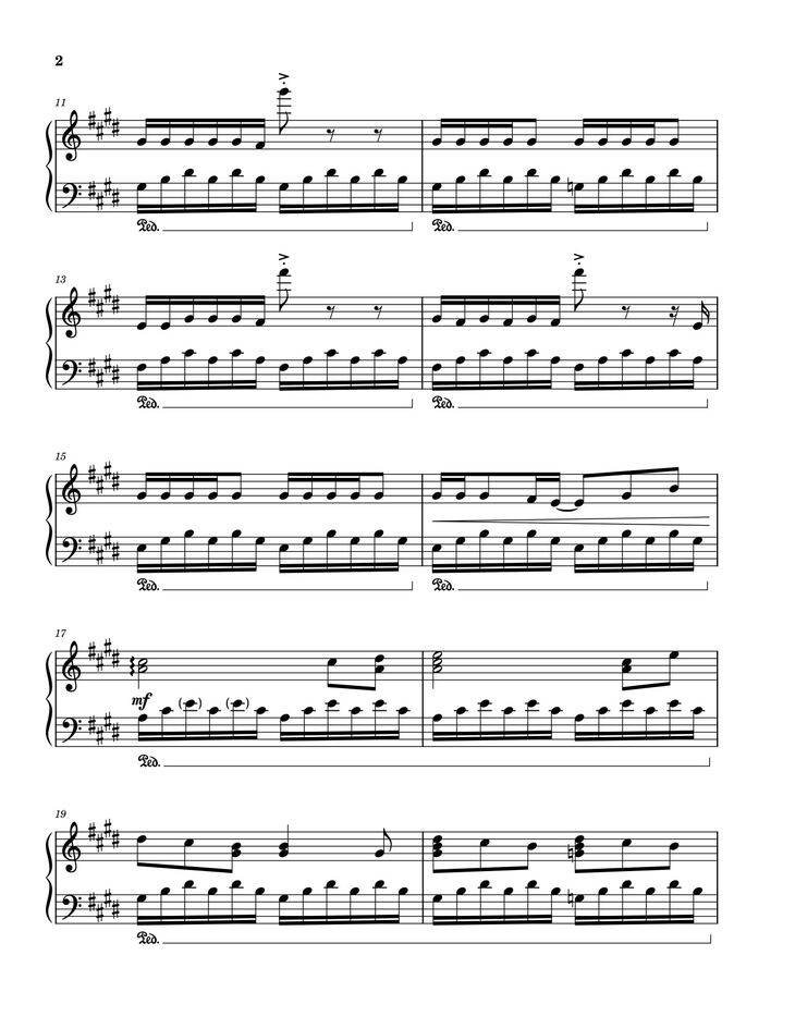 Page 2 of the piano sheet music PDF - Golden Hour JVKE Sheet Piano by Laurengrout