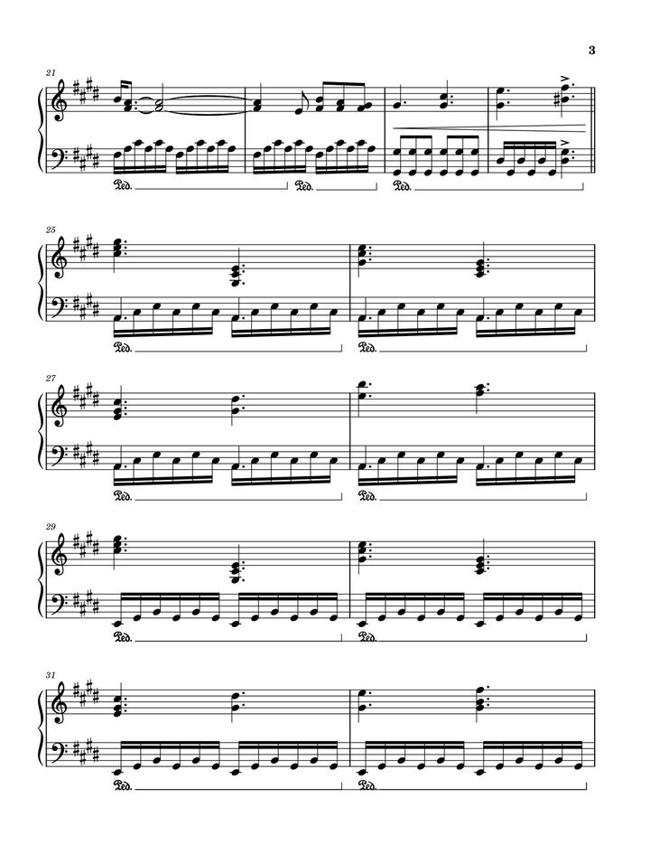 Page 3 of the piano sheet music PDF - Golden Hour JVKE Sheet Piano by Laurengrout